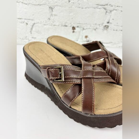 Vintage Y2K Lower East Side Chinky Wedge Sandals - Picture 7 of 9